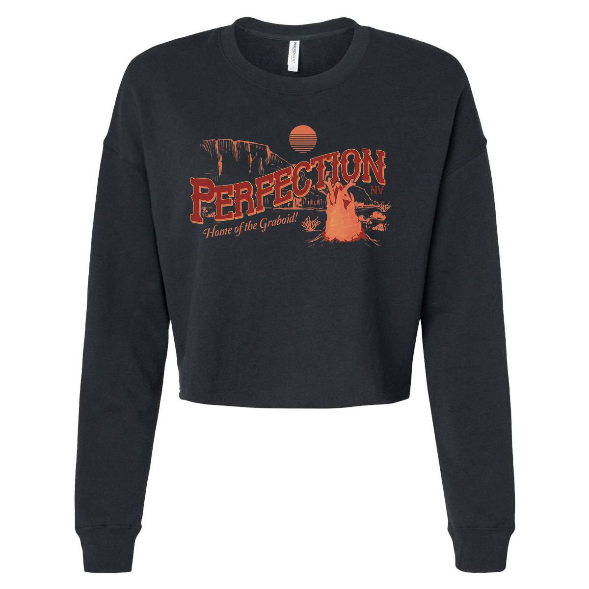 Tremors Perfection Nevada Retro Portrait Cropped Pullover Crew