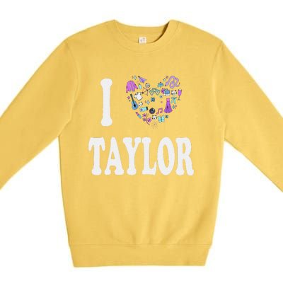 Taylor Personalized Name I Love Taylor Retro Heart 80S Premium Crewneck Sweatshirt