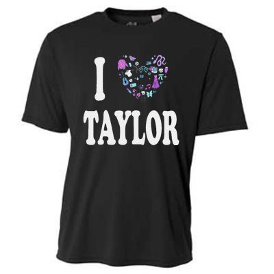 Taylor Personalized Name I Love Taylor Retro Heart 80S Cooling Performance Crew T-Shirt