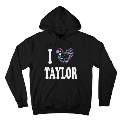 Taylor Personalized Name I Love Taylor Retro Heart 80S Hoodie