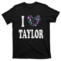 Taylor Personalized Name I Love Taylor Retro Heart 80S T-Shirt