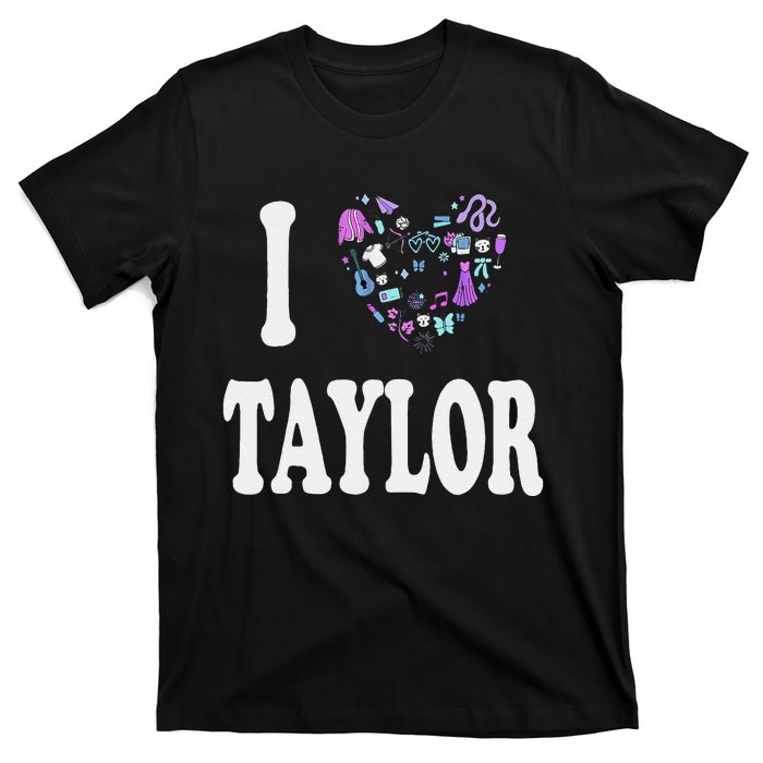 Taylor Personalized Name I Love Taylor Retro Heart 80S T-Shirt