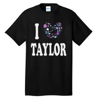 Taylor Personalized Name I Love Taylor Retro Heart 80S Tall T-Shirt