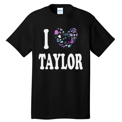 Taylor Personalized Name I Love Taylor Retro Heart 80S Tall T-Shirt