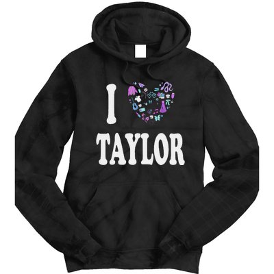 Taylor Personalized Name I Love Taylor Retro Heart 80S Tie Dye Hoodie