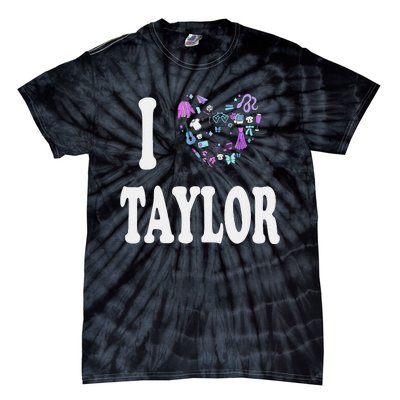 Taylor Personalized Name I Love Taylor Retro Heart 80S Tie-Dye T-Shirt