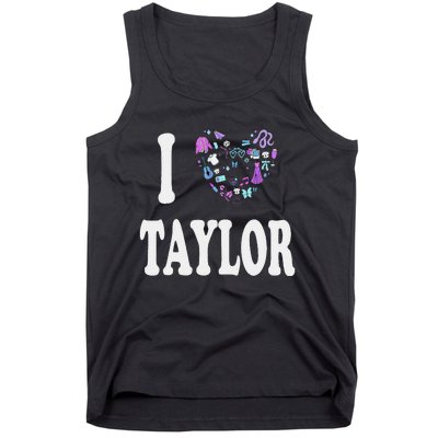 Taylor Personalized Name I Love Taylor Retro Heart 80S Tank Top