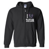 Taylor Personalized Name I Love Taylor Retro Heart 80S Full Zip Hoodie