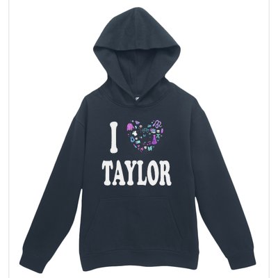 Taylor Personalized Name I Love Taylor Retro Heart 80S Urban Pullover Hoodie