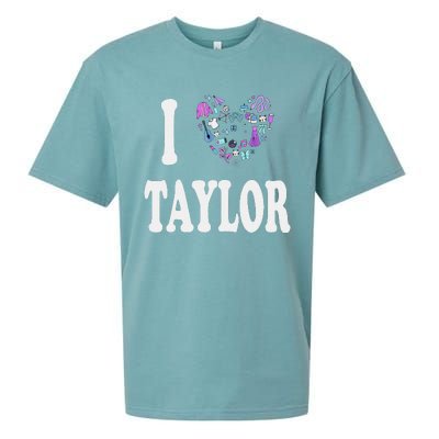 Taylor Personalized Name I Love Taylor Retro Heart 80S Sueded Cloud Jersey T-Shirt