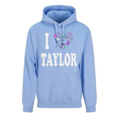 Taylor Personalized Name I Love Taylor Retro Heart 80S Unisex Surf Hoodie