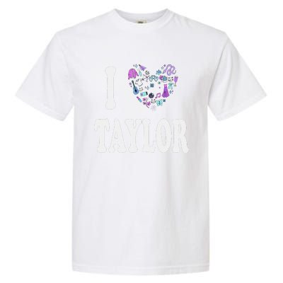 Taylor Personalized Name I Love Taylor Retro Heart 80S Garment-Dyed Heavyweight T-Shirt