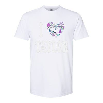 Taylor Personalized Name I Love Taylor Retro Heart 80S Softstyle CVC T-Shirt