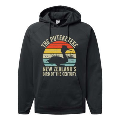 The Puteketeke New ZealandS Bird Of The Century Performance Fleece Hoodie