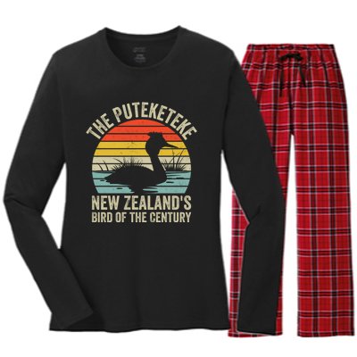 The Puteketeke New ZealandS Bird Of The Century Women's Long Sleeve Flannel Pajama Set 