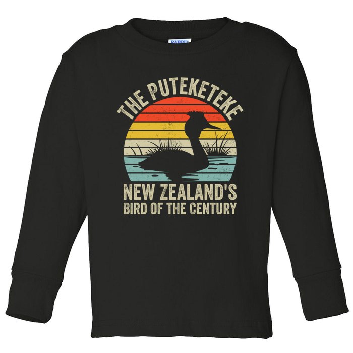 The Puteketeke New ZealandS Bird Of The Century Toddler Long Sleeve Shirt