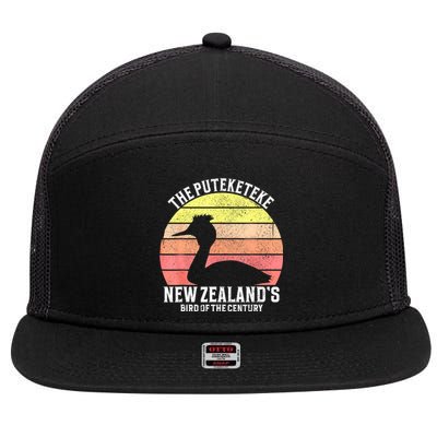 The Puteketeke New ZealandS Bird Of The Century 7 Panel Mesh Trucker Snapback Hat