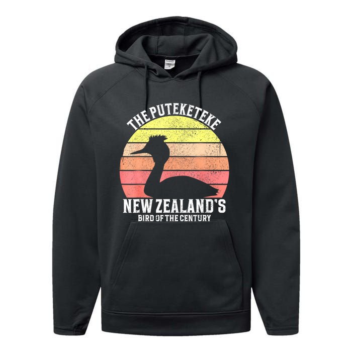 The Puteketeke New ZealandS Bird Of The Century Performance Fleece Hoodie