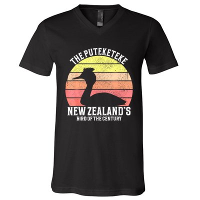 The Puteketeke New ZealandS Bird Of The Century V-Neck T-Shirt