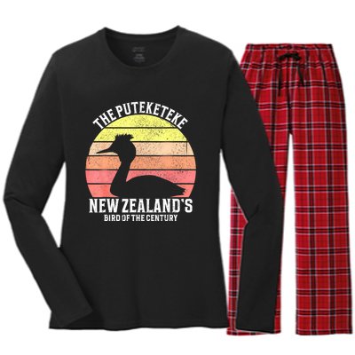 The Puteketeke New ZealandS Bird Of The Century Women's Long Sleeve Flannel Pajama Set 