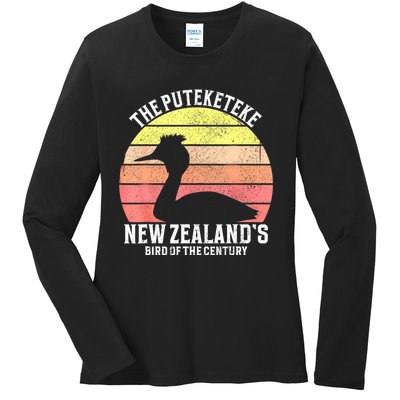 The Puteketeke New ZealandS Bird Of The Century Ladies Long Sleeve Shirt