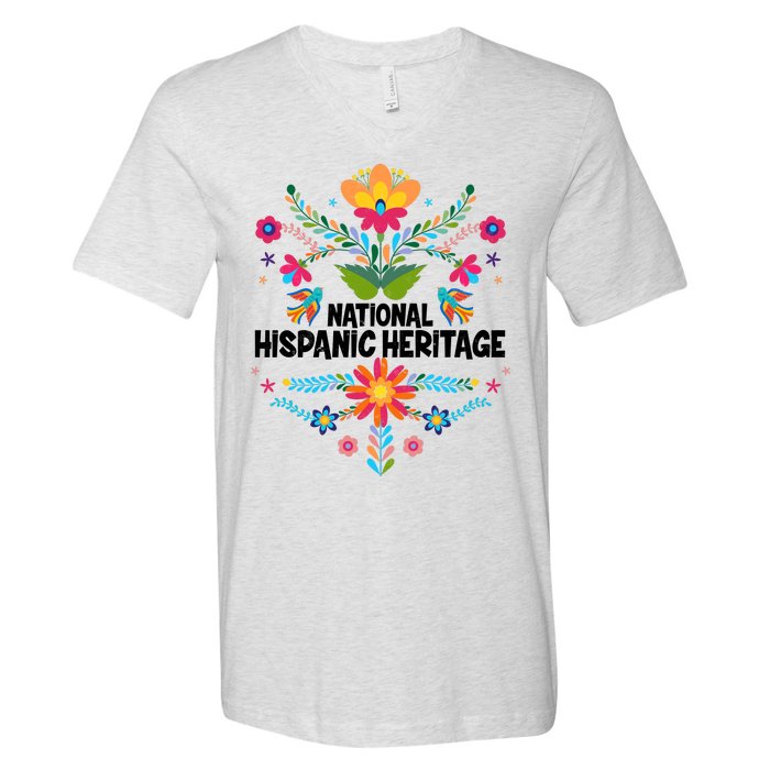 Traditional Pattern National Hispanic Heritage Month V-Neck T-Shirt