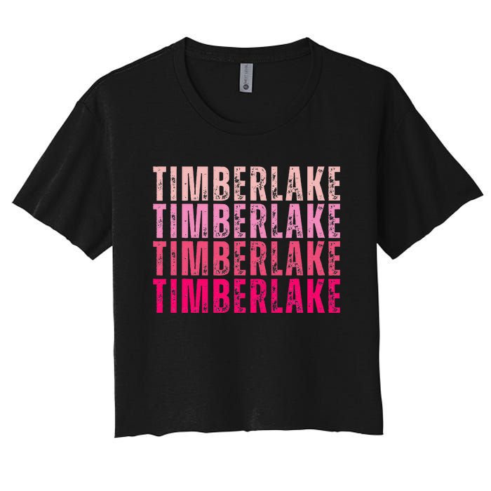 Timberlake Personalized Name I Love Timberlake Women's Crop Top Tee