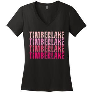 Timberlake Personalized Name I Love Timberlake Women's V-Neck T-Shirt