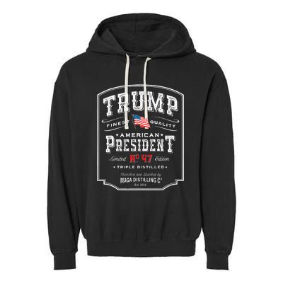 Trump President N 47 Vintage Whiskey Usa Garment-Dyed Fleece Hoodie