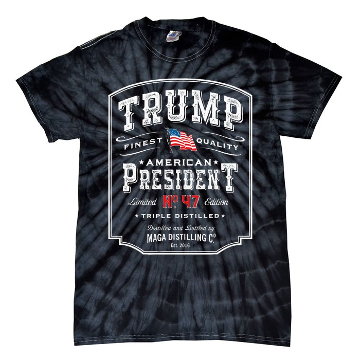 Trump President N 47 Vintage Whiskey Usa Tie-Dye T-Shirt