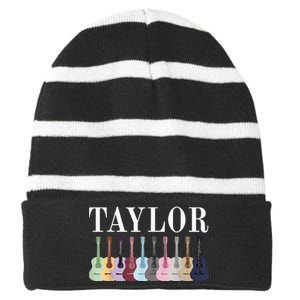 Taylor Personalized Name I Love Taylor Striped Beanie with Solid Band