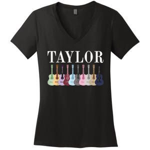 Taylor Personalized Name I Love Taylor Women's V-Neck T-Shirt