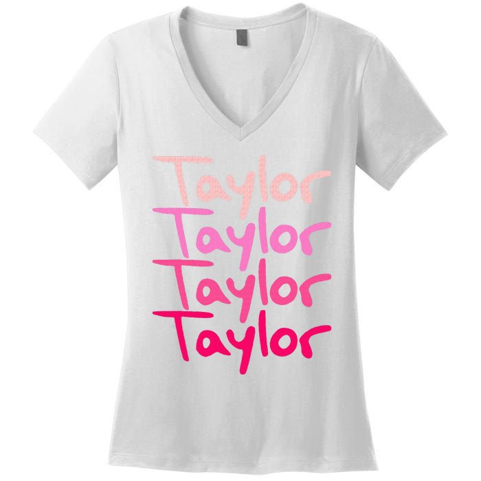 T.aylor Personalized Name Women's V-Neck T-Shirt