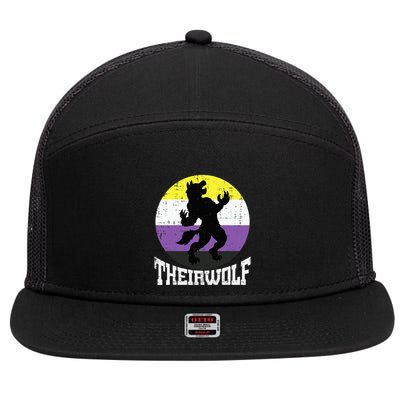 Theirwolf Pride Non Binary Enby Nb Flag Lgbtq 7 Panel Mesh Trucker Snapback Hat