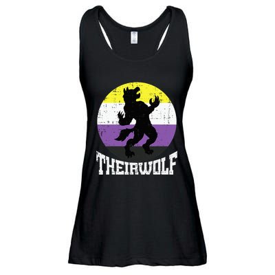 Theirwolf Pride Non Binary Enby Nb Flag Lgbtq Ladies Essential Flowy Tank