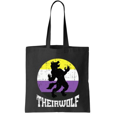 Theirwolf Pride Non Binary Enby Nb Flag Lgbtq Tote Bag