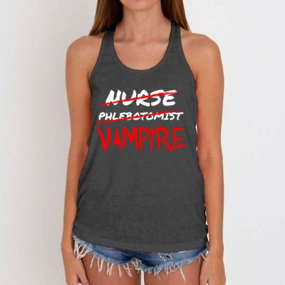 Travel Phlebotomist Nurse Vampire Funny Phlebotomist Funny Gift Women's Knotted Racerback Tank