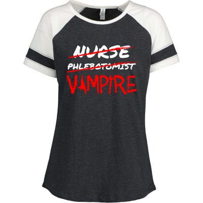 Travel Phlebotomist Nurse Vampire Funny Phlebotomist Funny Gift Enza Ladies Jersey Colorblock Tee