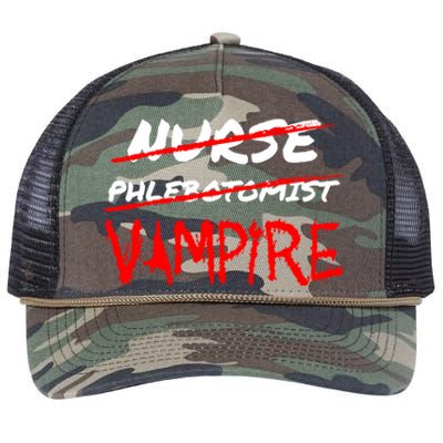 Travel Phlebotomist Nurse Vampire Funny Phlebotomist Funny Gift Retro Rope Trucker Hat Cap