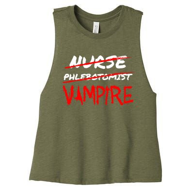 Travel Phlebotomist Nurse Vampire Funny Phlebotomist Funny Gift Women's Racerback Cropped Tank