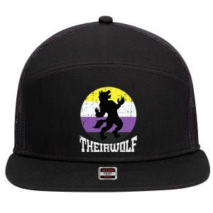 Theirwolf Pride Non Binary Enby Nb Flag Lgbtq 7 Panel Mesh Trucker Snapback Hat