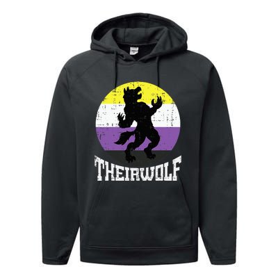 Theirwolf Pride Non Binary Enby Nb Flag Lgbtq Performance Fleece Hoodie