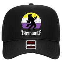 Theirwolf Pride Non Binary Enby Nb Flag Lgbtq High Crown Mesh Back Trucker Hat