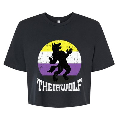 Theirwolf Pride Non Binary Enby Nb Flag Lgbtq Bella+Canvas Jersey Crop Tee