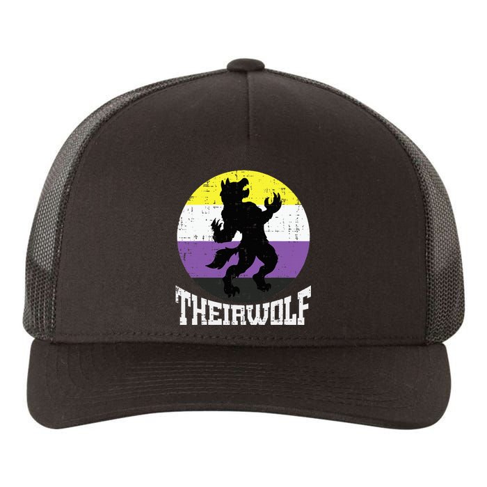 Theirwolf Pride Non Binary Enby Nb Flag Lgbtq Yupoong Adult 5-Panel Trucker Hat