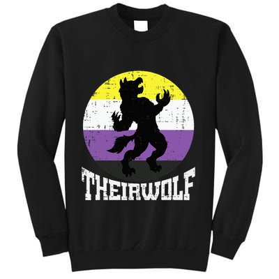 Theirwolf Pride Non Binary Enby Nb Flag Lgbtq Sweatshirt
