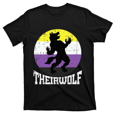 Theirwolf Pride Non Binary Enby Nb Flag Lgbtq T-Shirt