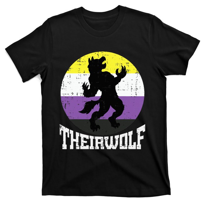 Theirwolf Pride Non Binary Enby Nb Flag Lgbtq T-Shirt