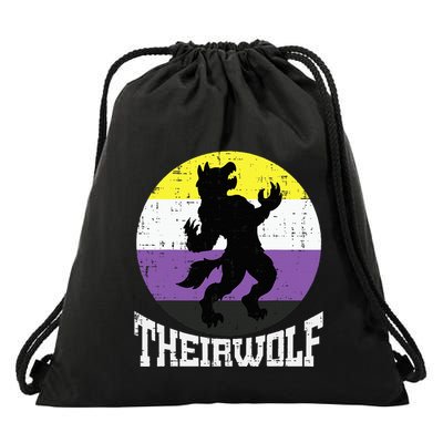 Theirwolf Pride Non Binary Enby Nb Flag Lgbtq Drawstring Bag
