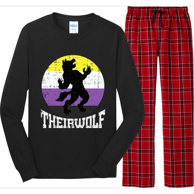 Theirwolf Pride Non Binary Enby Nb Flag Lgbtq Long Sleeve Pajama Set